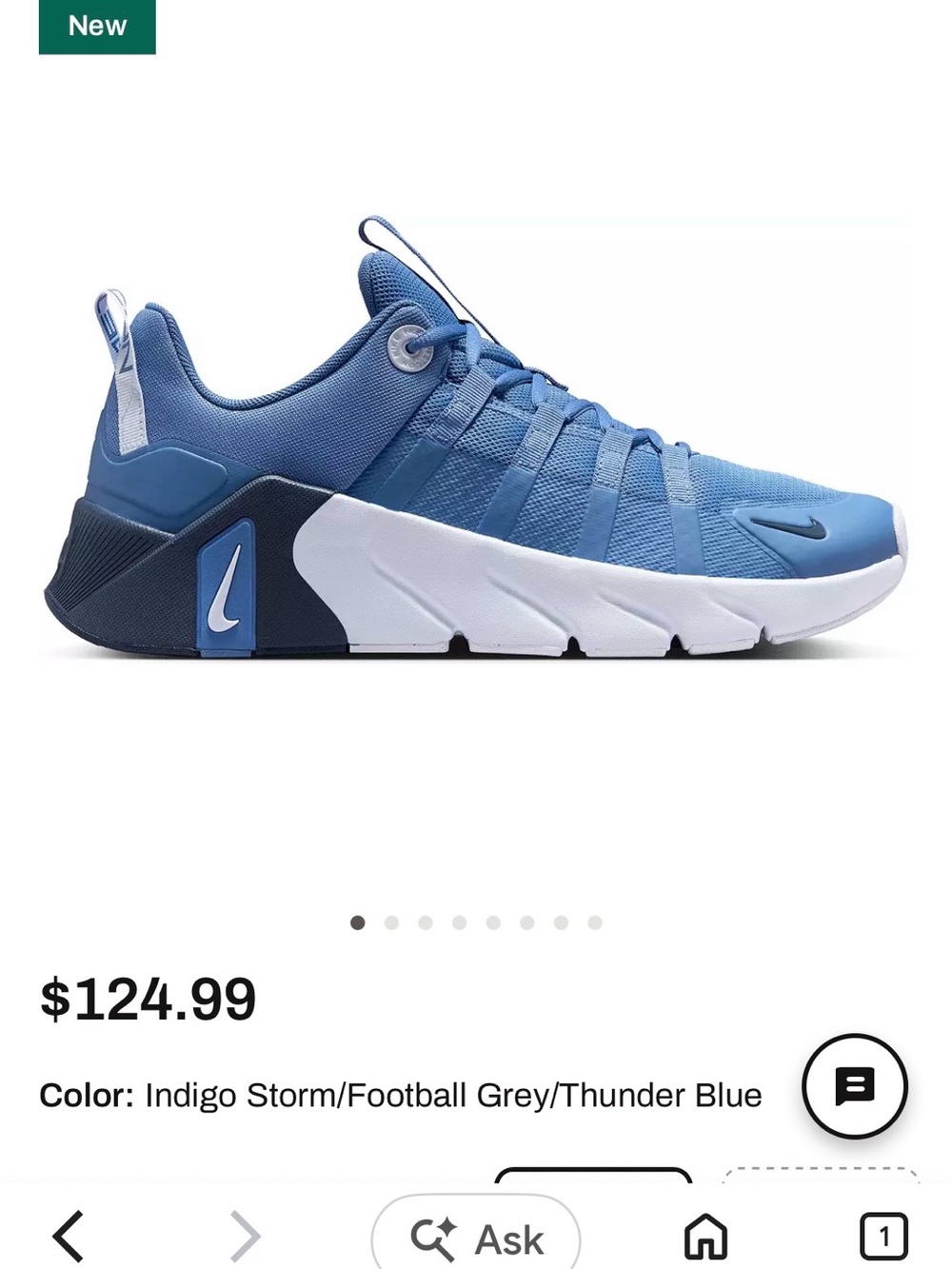 Nike Men’s Free Metcon 7 in Indigo Storm/Thunder blue/Football grey.